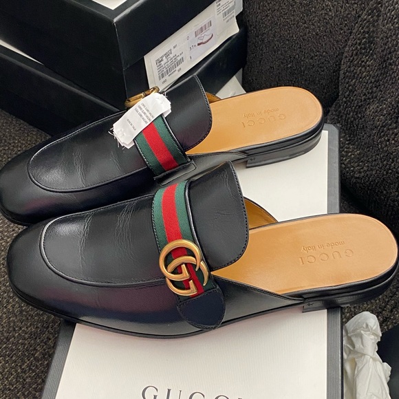 Gucci Other - NWB Princetown Gucci Web Logo GG Black Leather